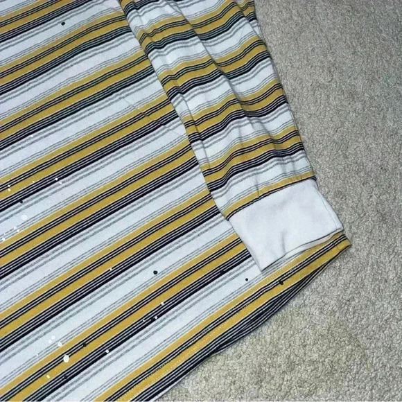 🔥Betweenand Striped Long Sleeve Shirt Medium Yellow Black White Splatter Design - Picture 7 of 8